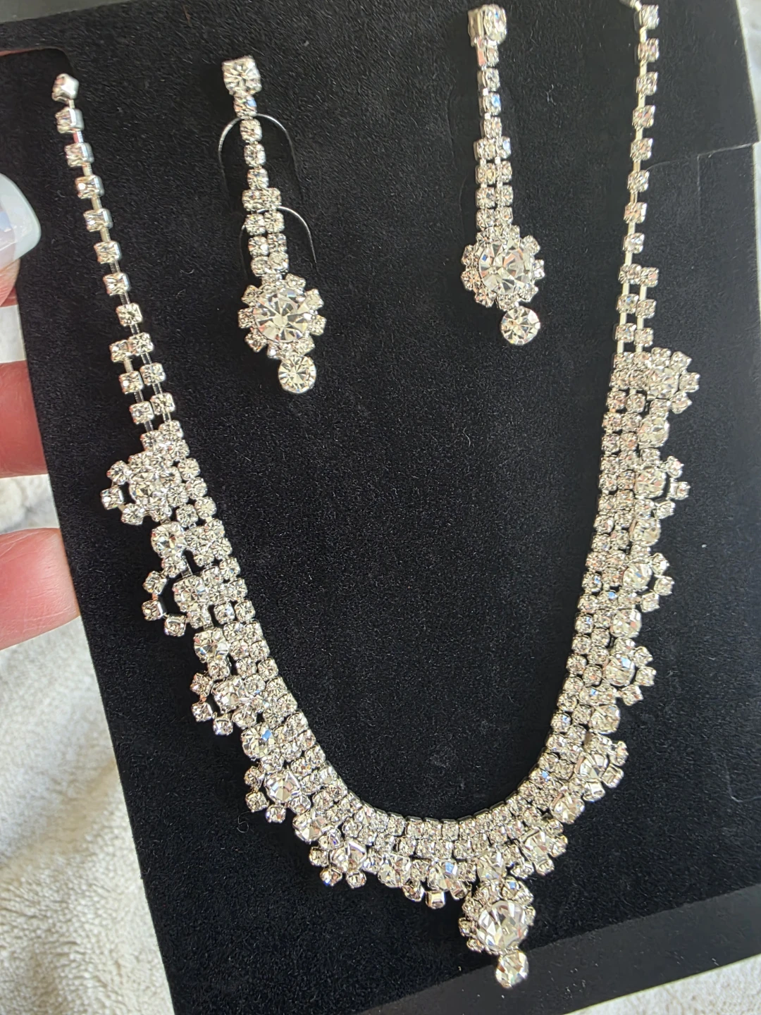 Rhinestone Necklace and Earring Set