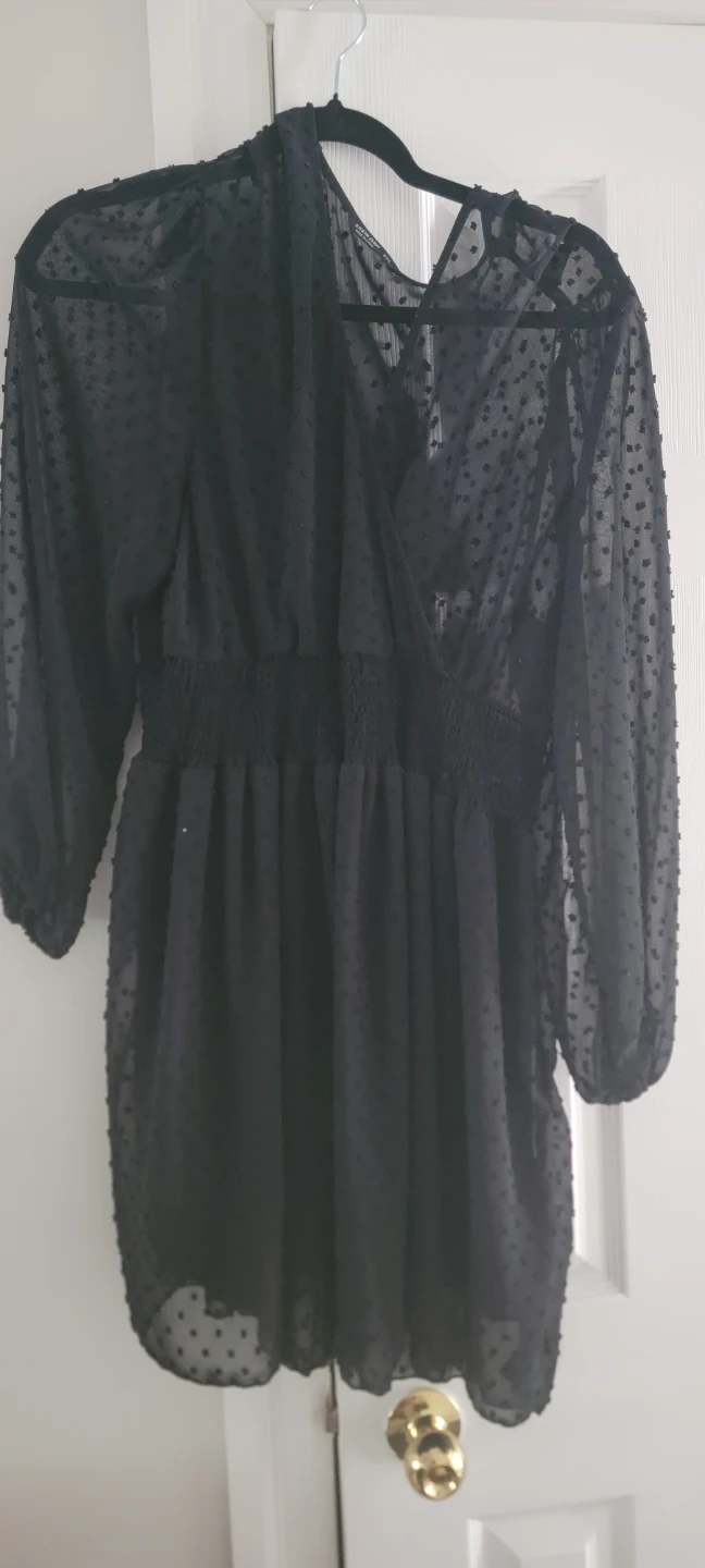 SHEIN Black Burnout Dot Mini Dress