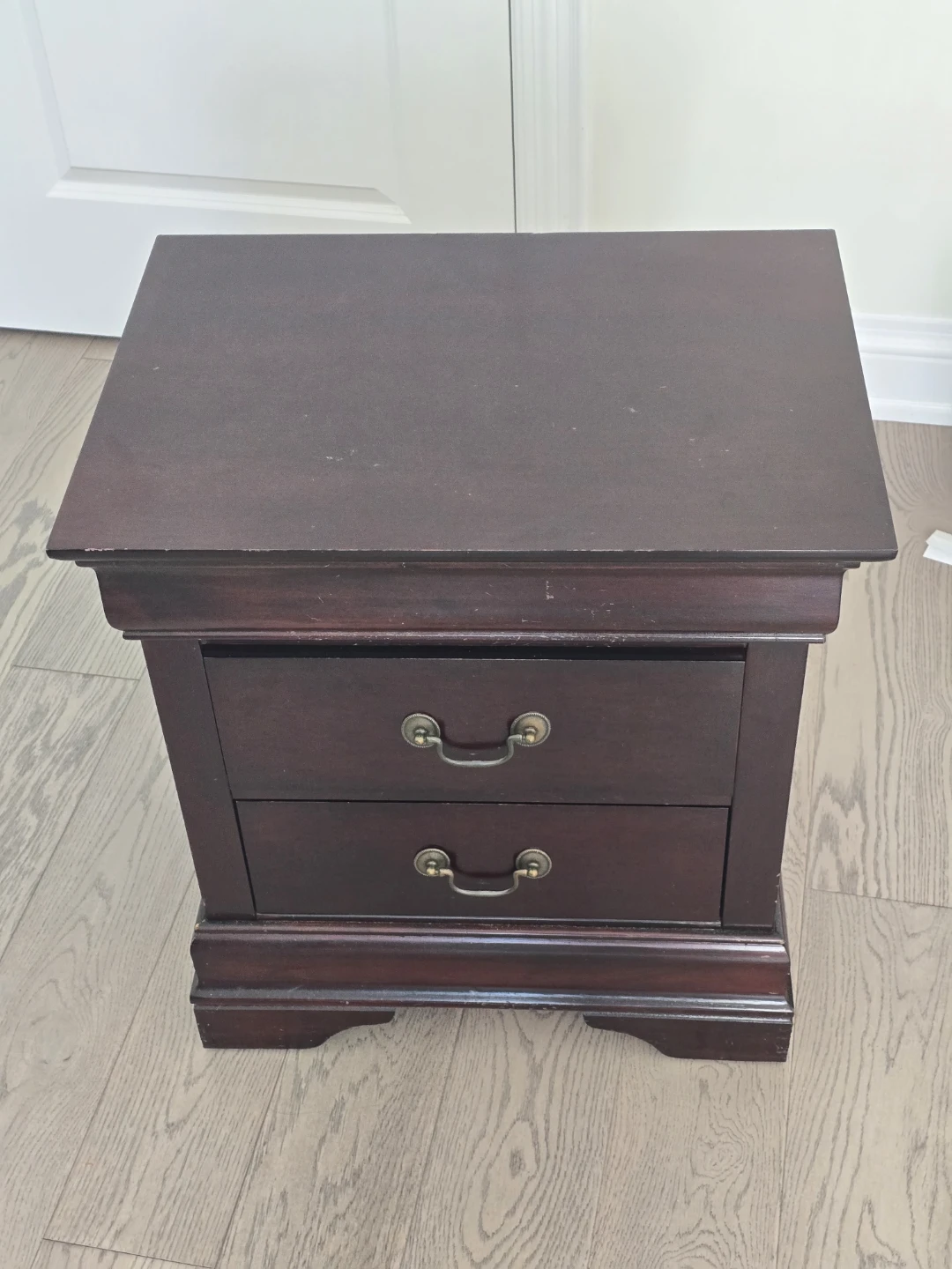 Dark Wood Two-Drawer Nightstand - photo 2