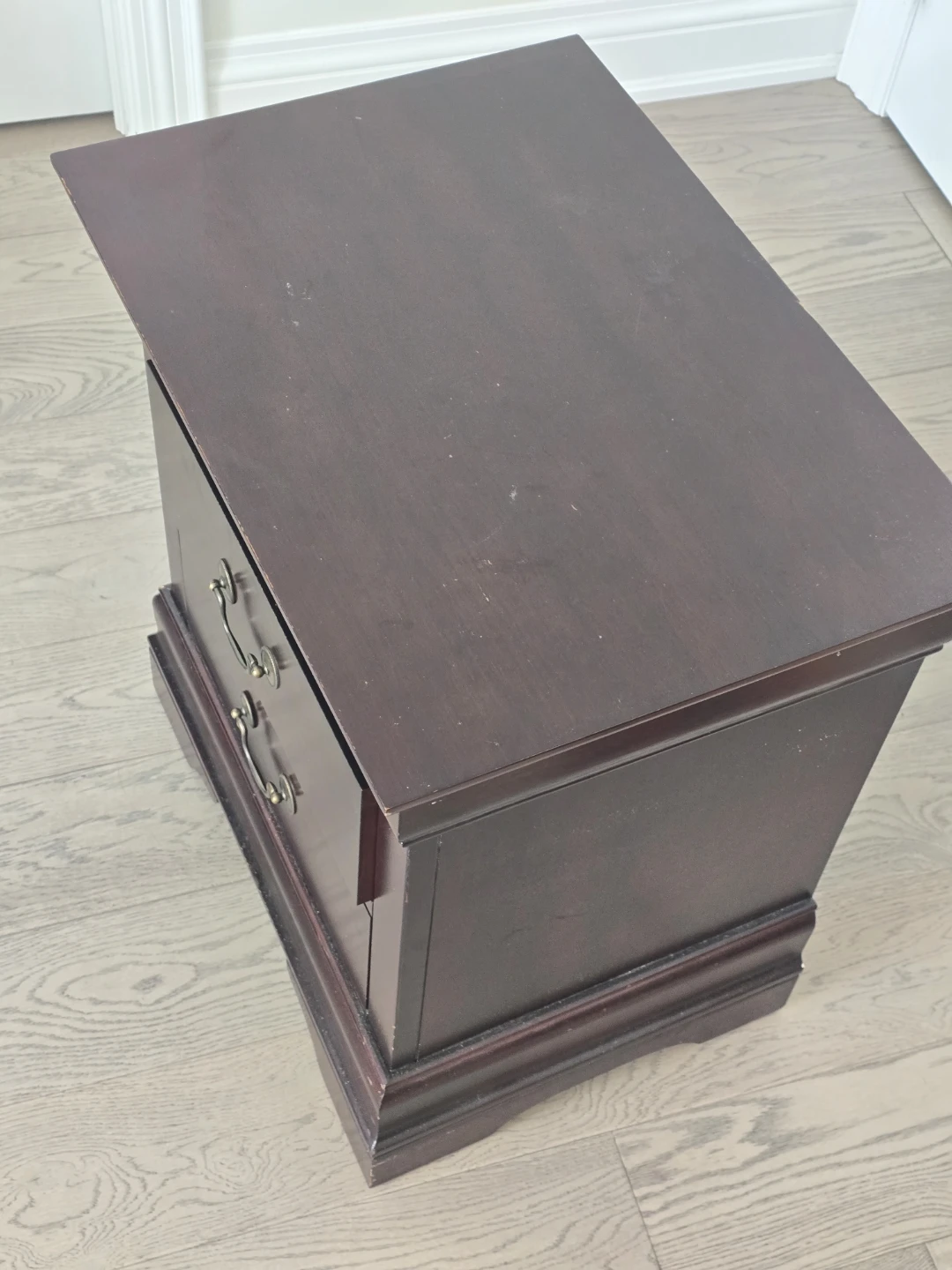 Dark Wood Two-Drawer Nightstand - photo 3