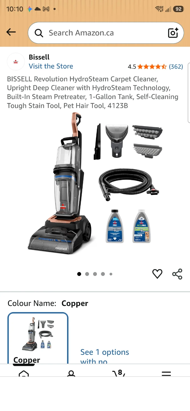 Bissell Revolution HydroSteam Carpet Cleaner - Copper