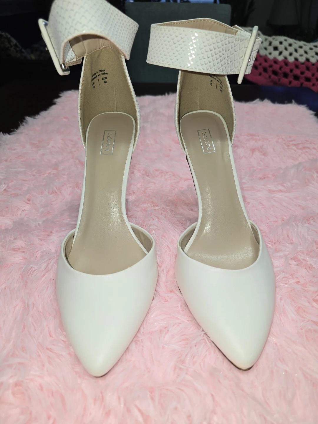 White Ankle Strap Heels - photo 2