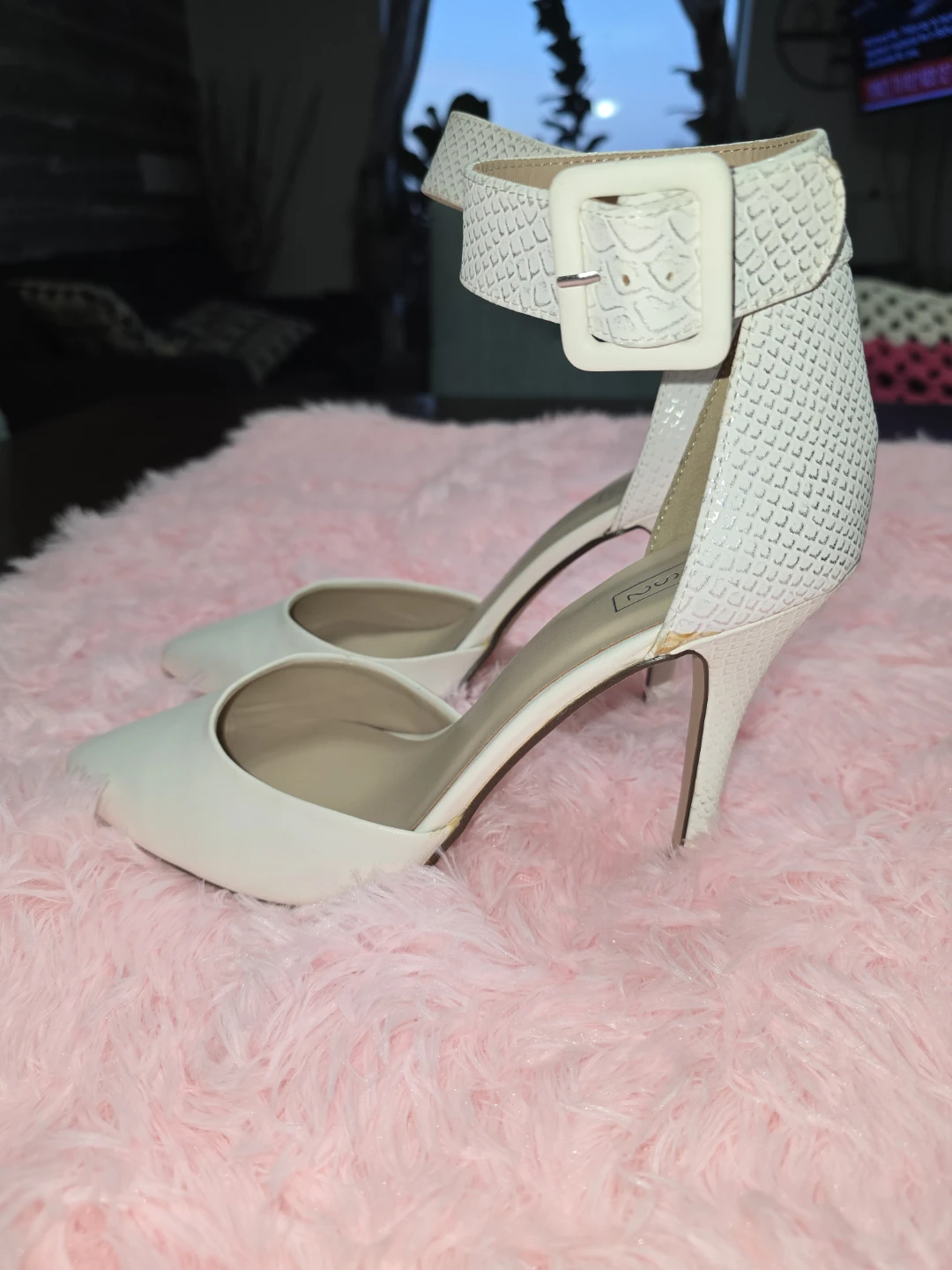 White Ankle Strap Heels - photo 4