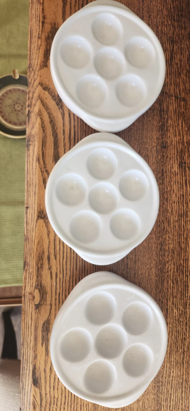 Set of 3 White Escargot Plates