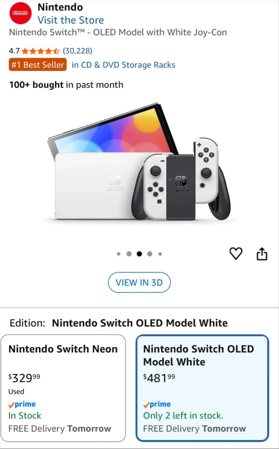 Nintendo Switch OLED Model with White Joy-Con - photo 3