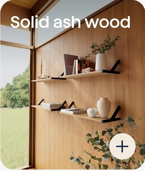 Solid Ash Wood Floating Shelves with Minimalist Design - photo 2