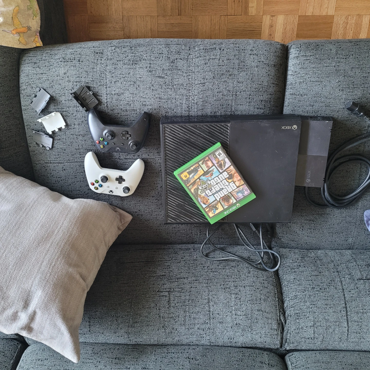 Xbox One Console with Controllers and Grand Theft Auto V Game