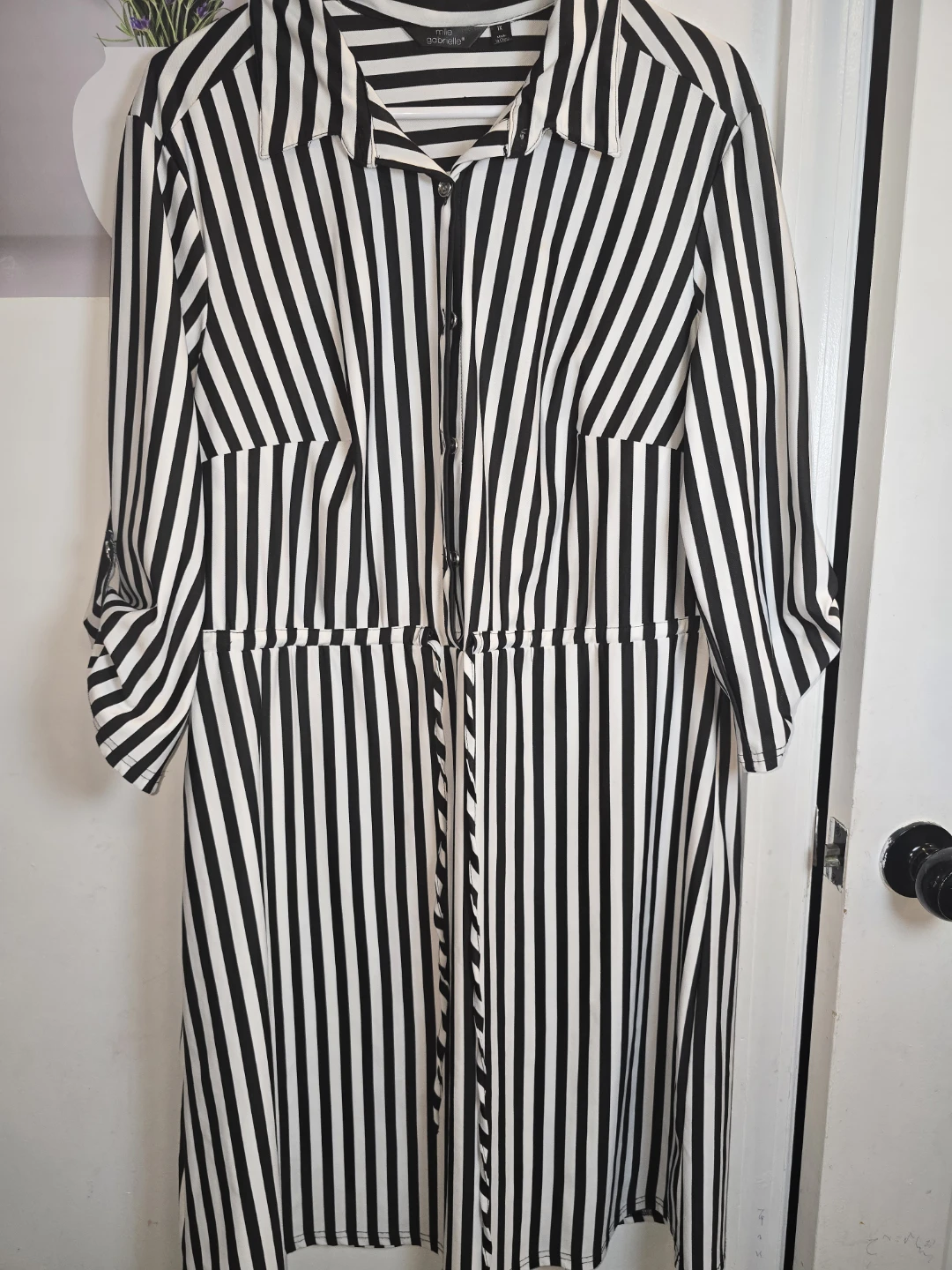 Mlle Gabrielle Black & White Striped Shirt Dress 1X - photo 4