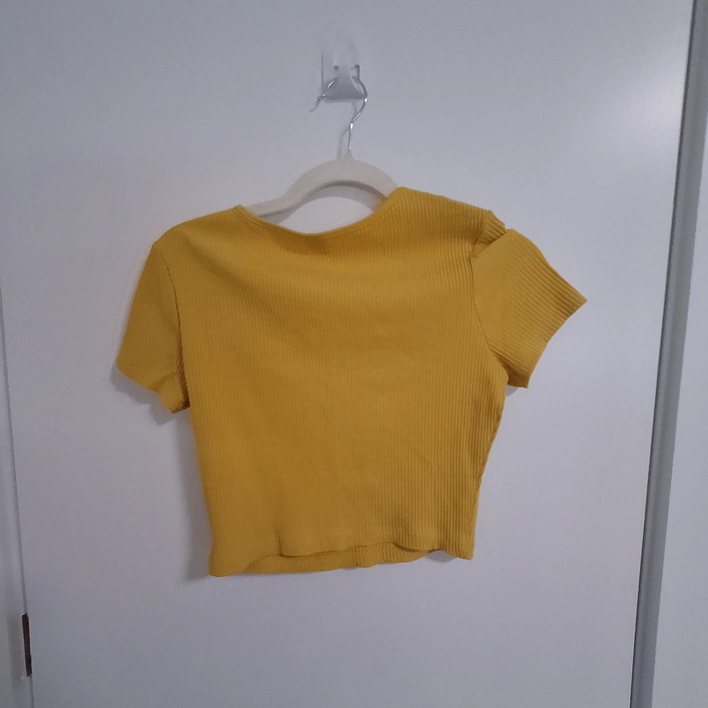 Yellow Ribbed V-Neck T-Shirt - photo 3
