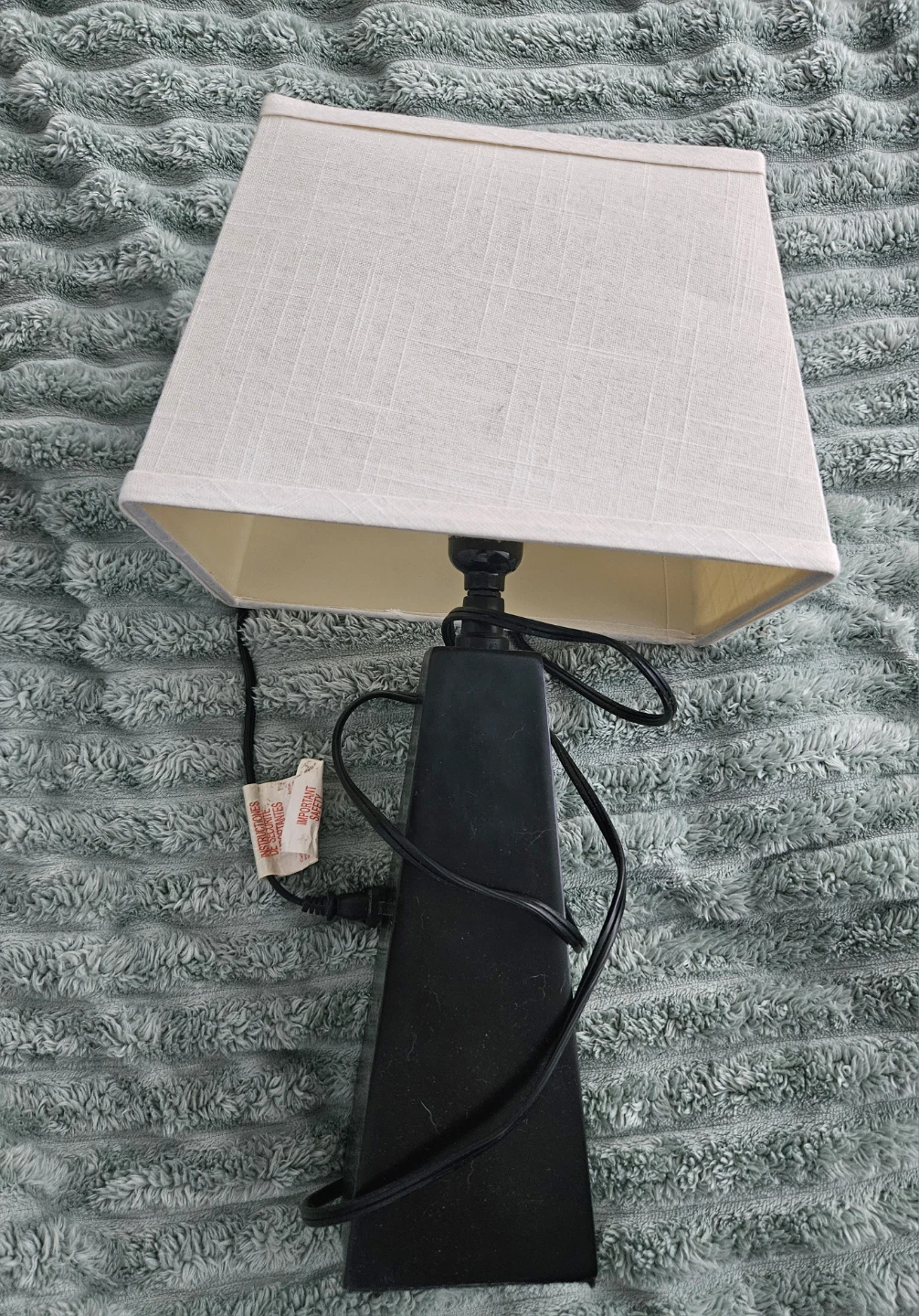 Black Table Lamp with Cream Shade - photo 2