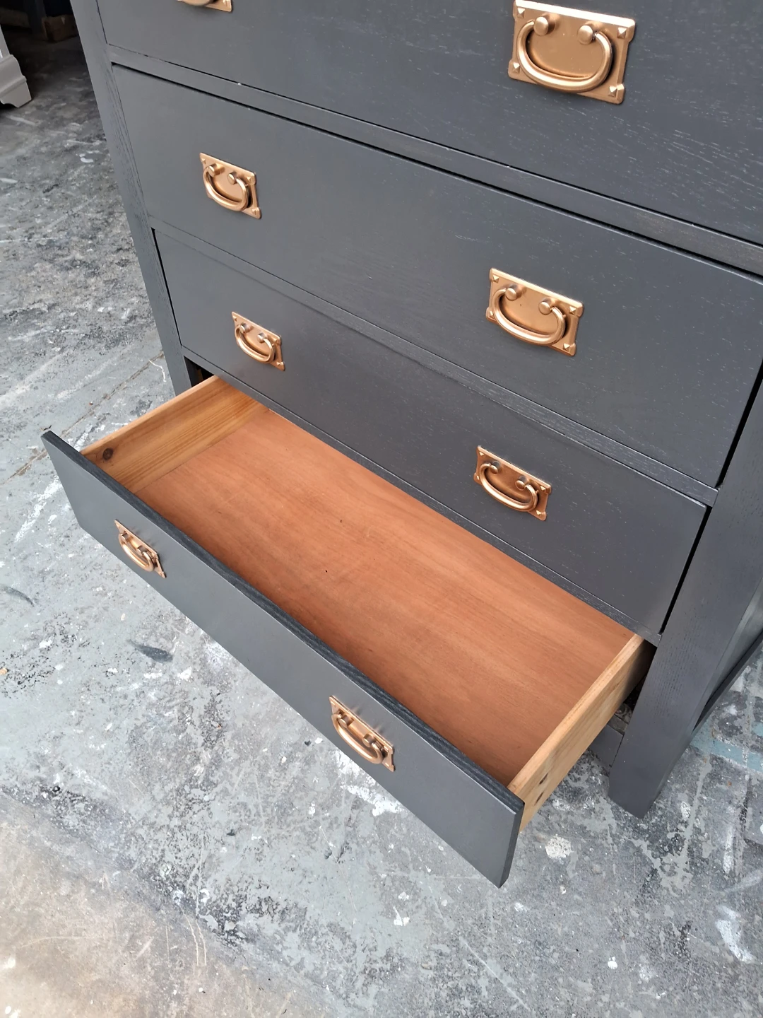 Dark Grey Tall Dresser with Copper Handles - photo 4