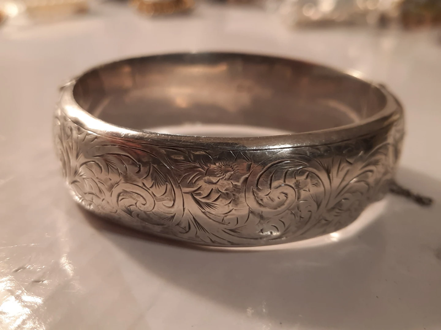 Engraved Sterling Silver Bangle Bracelet