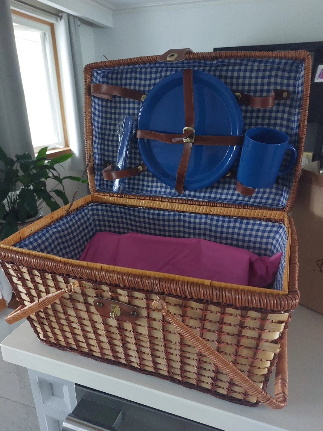 Authentic straw picnic basket