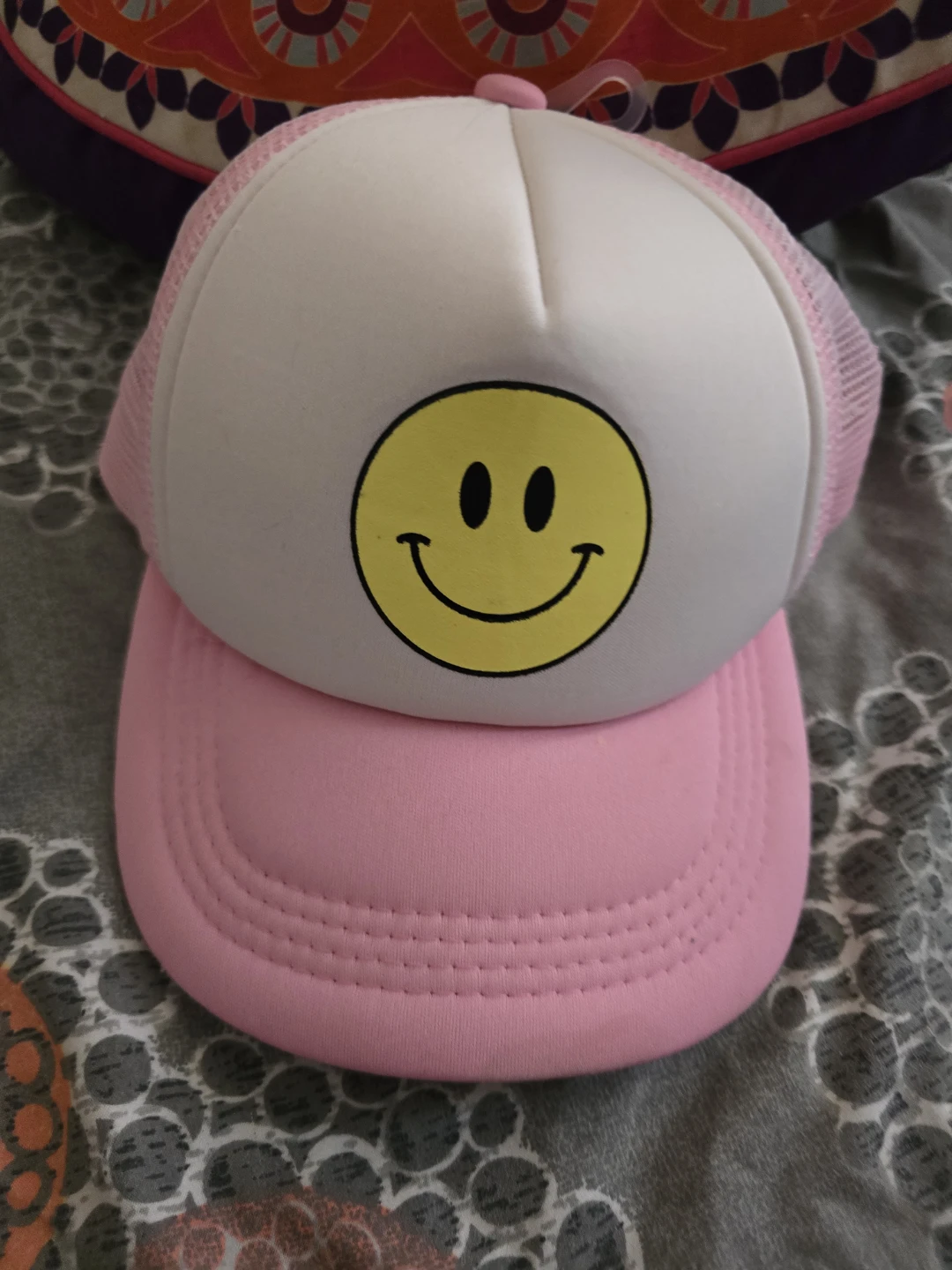 ⚽️ Pink Smiley Face Trucker Hat