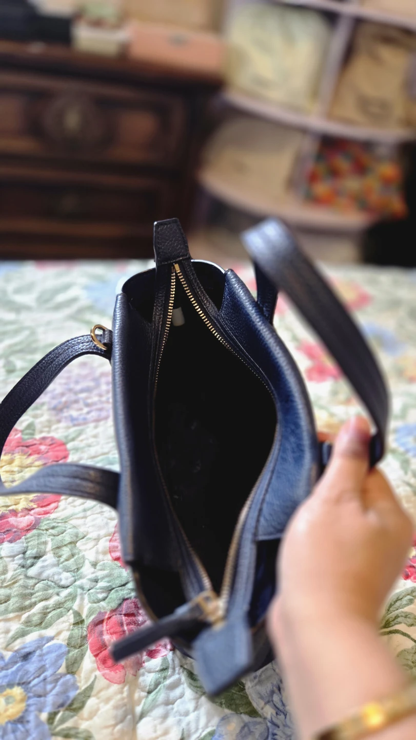 Tory Burch Navy Leather Tote Bag with Tassel Strap - photo 2