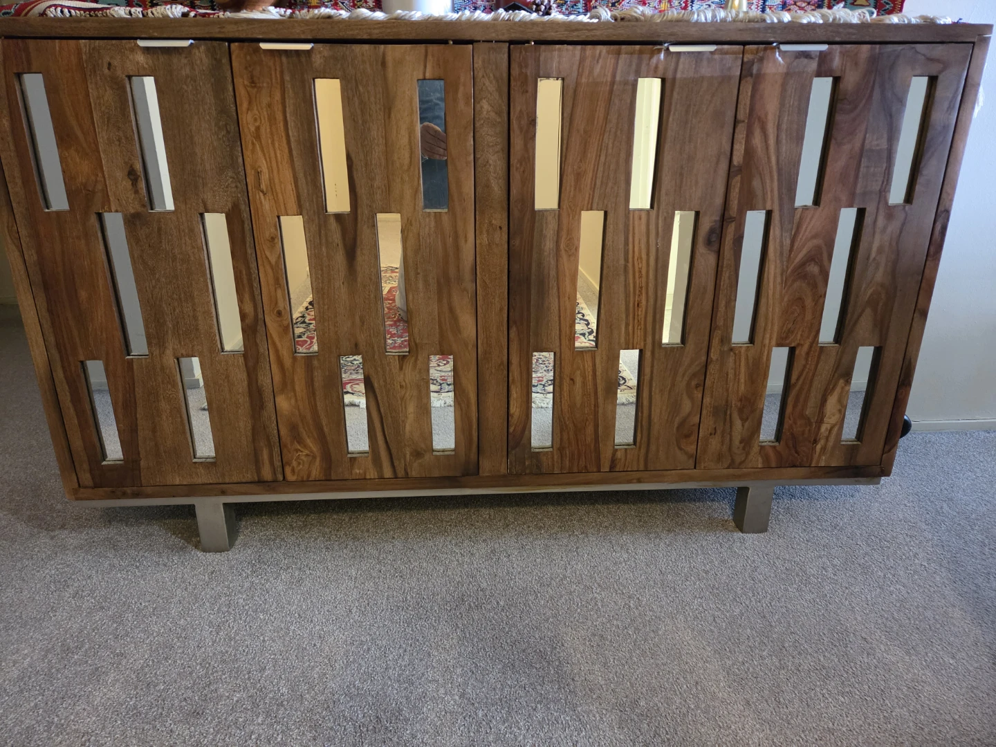 ⚽️Wooden Cabinet with Mirrored Inlays