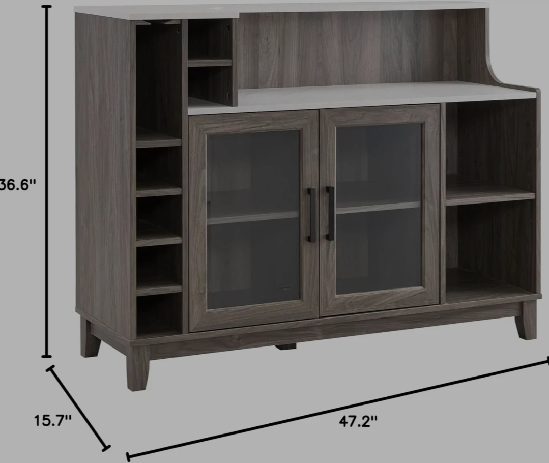 Bar Cabinet with Wine Storage and Glass Doors - photo 4