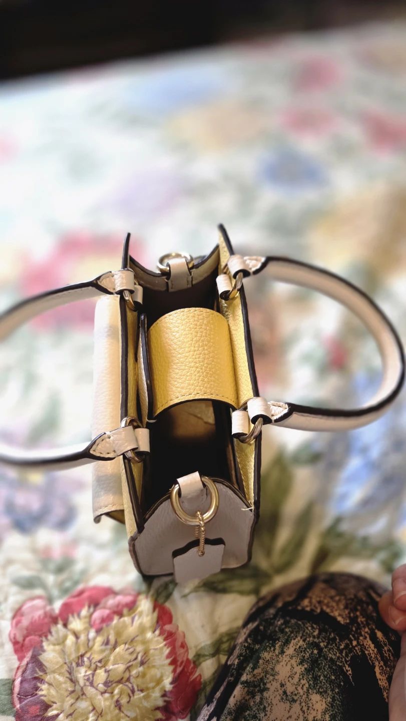 Yellow and cream mini top-handle bag - photo 2