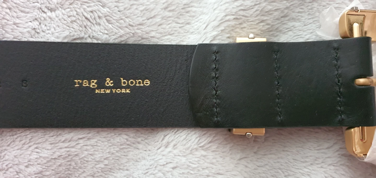 Rag & Bone Black Leather Belt with Gold Buckle - photo 2