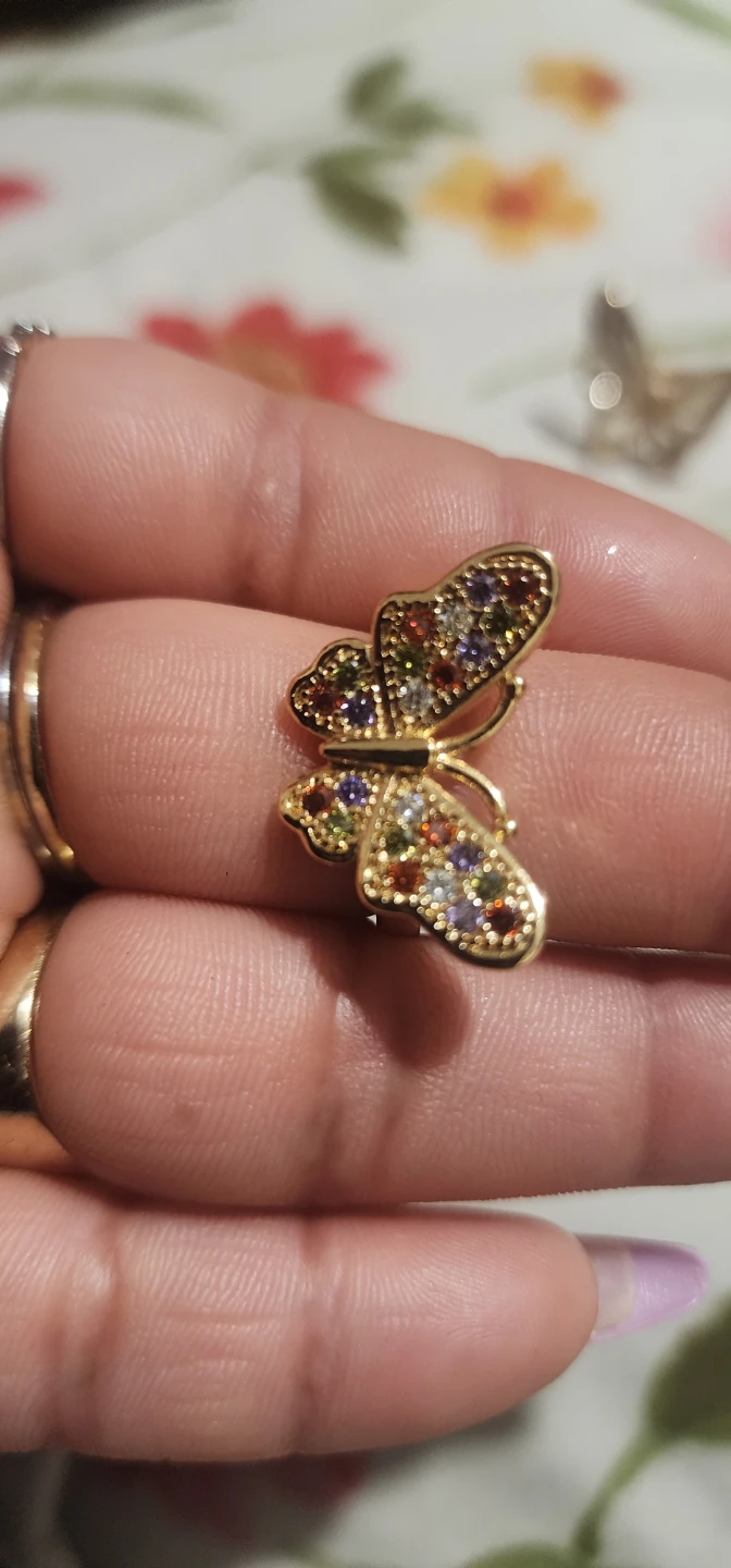 Gold platted Butterfly Ring with Colorful Gems - photo 4