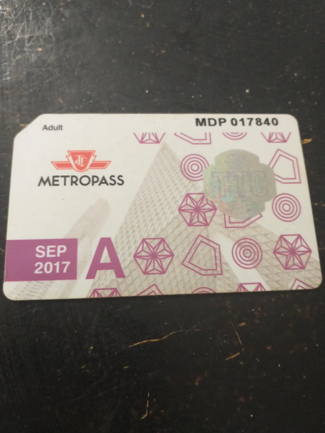 TTC Metropass - Adult - September 2017