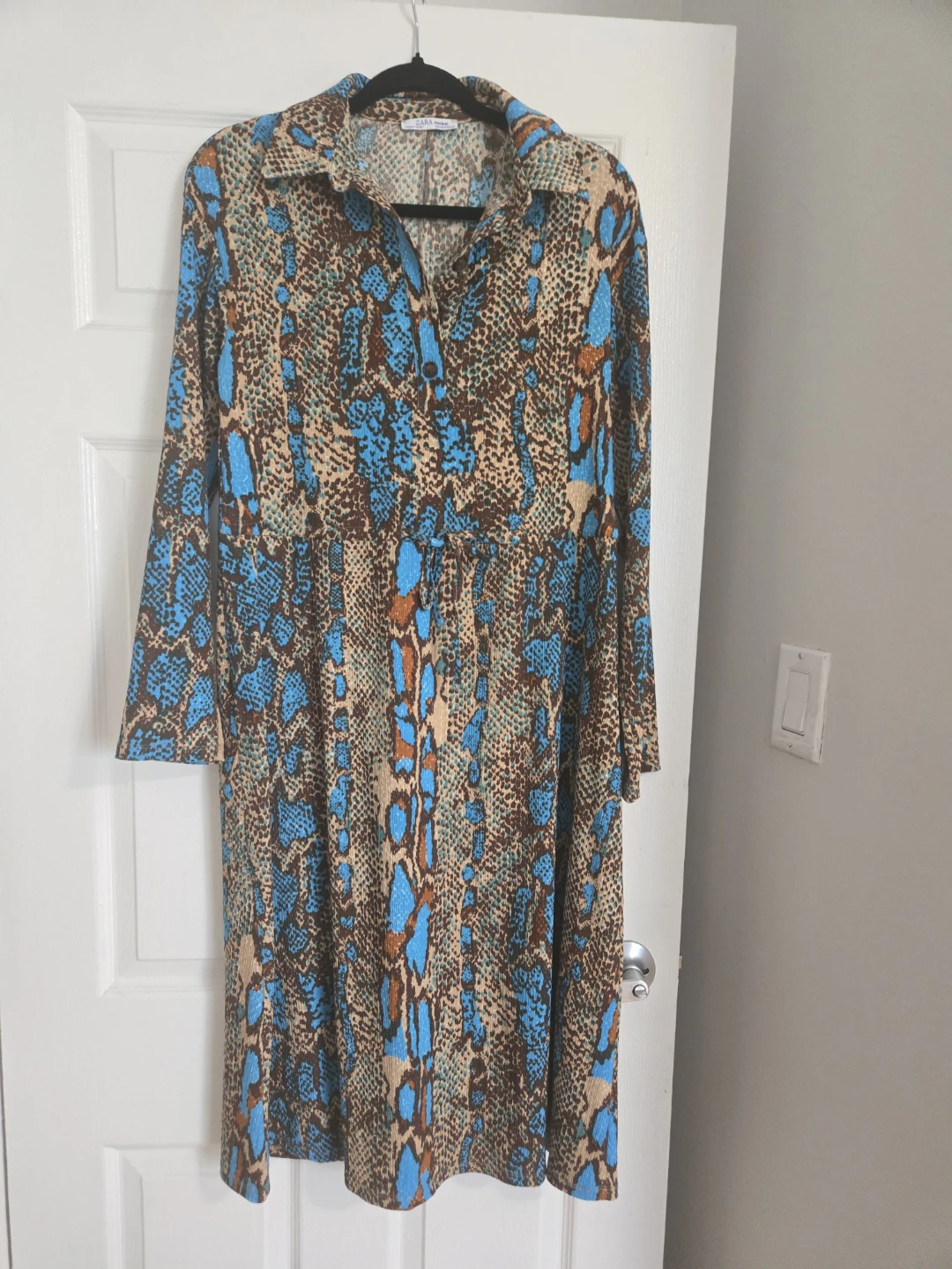 Zara Trafaluc Snake Print Shirt Dress - Size M