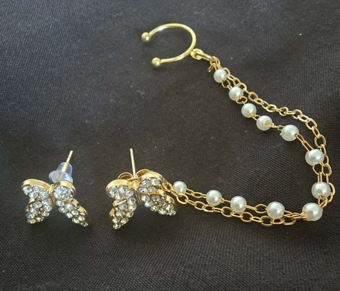 New Butterfly Ear Climber and Stud Set⚽ - photo 4