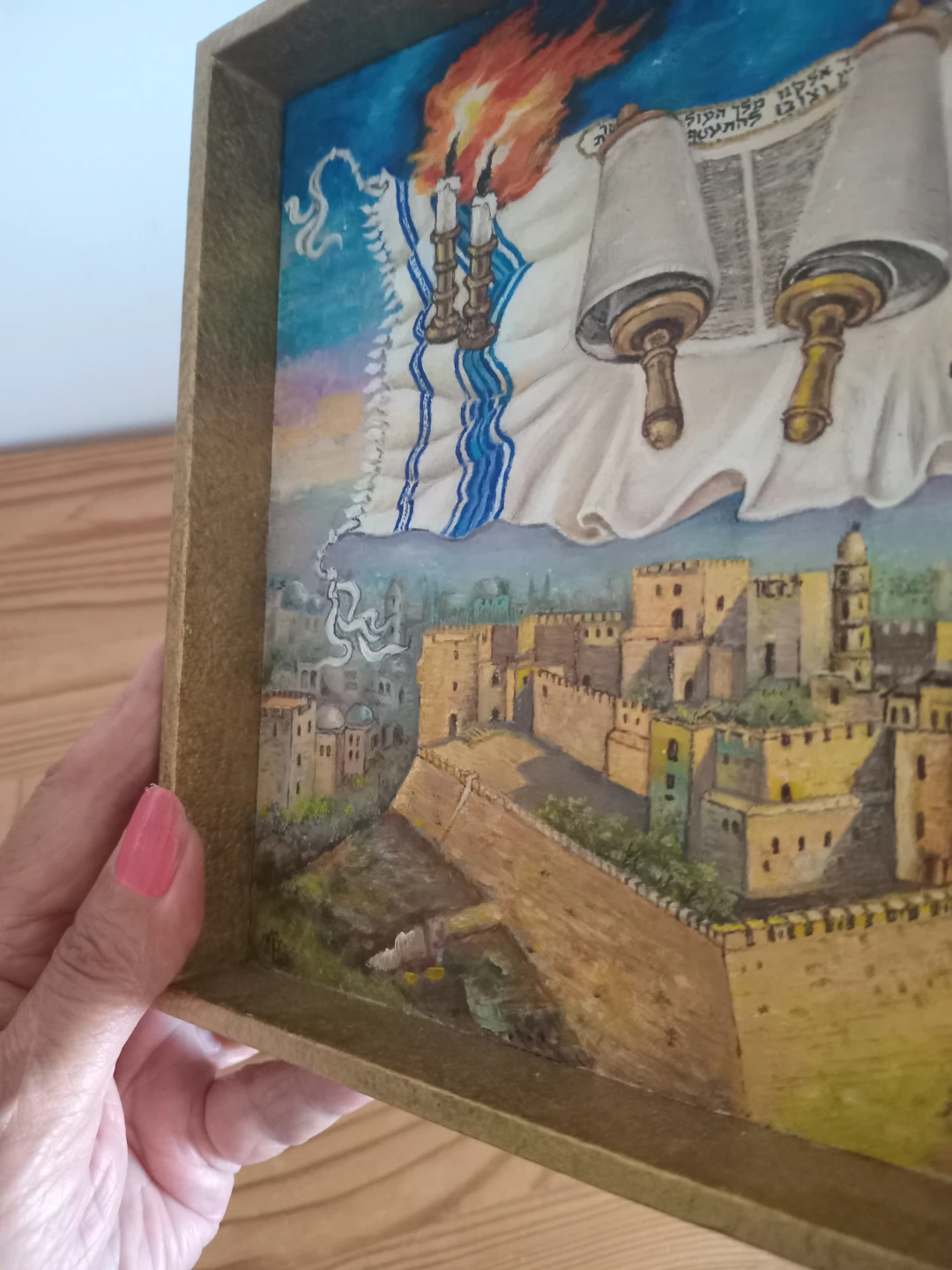 Framed Religious oil painting of Jerusalem - photo 4