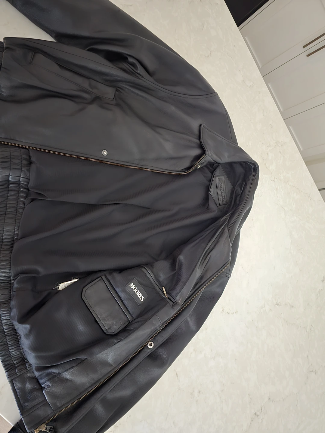 MOORES MEN'S MED 100% TOP QUALITY LEATHER BOMBER JACKET - photo 4