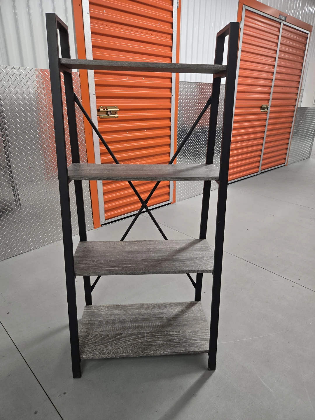 Industrial Tapered 4-Tier Bookshelf - Grey Wood & Black Metal