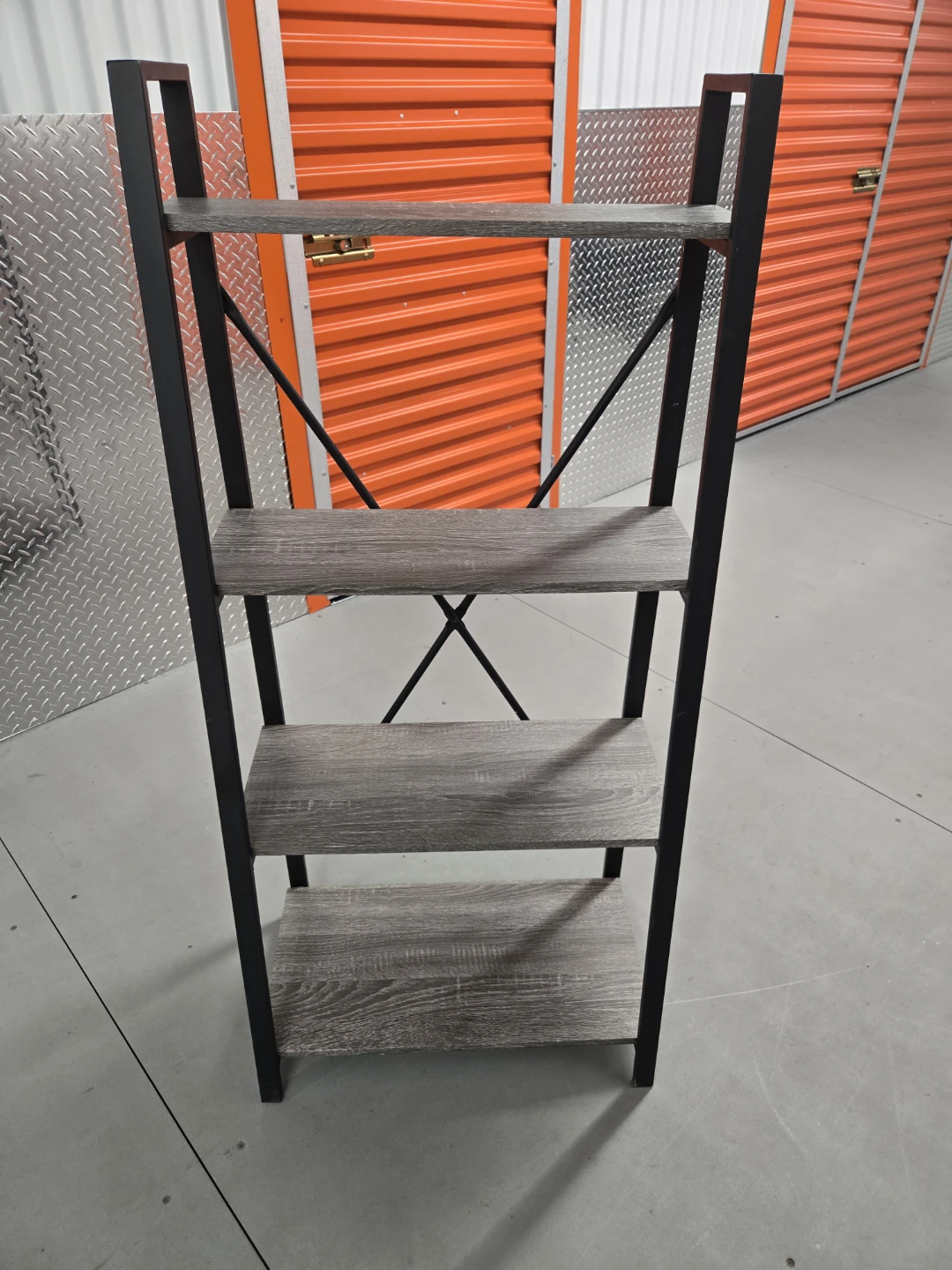 Industrial Tapered 4-Tier Bookshelf - Grey Wood & Black Metal - photo 2