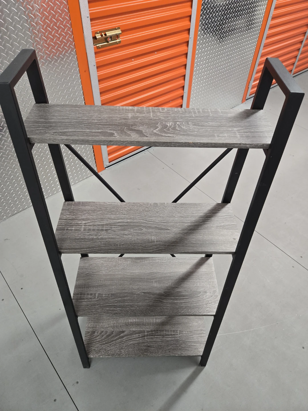 Industrial Tapered 4-Tier Bookshelf - Grey Wood & Black Metal - photo 3