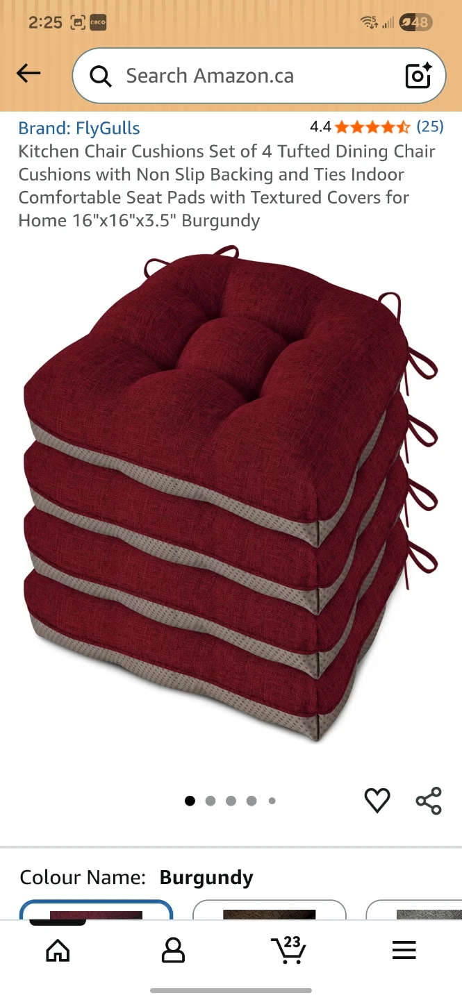 FlyGulls Set of 4 Tufted Dining Chair Cushions - Burgundy