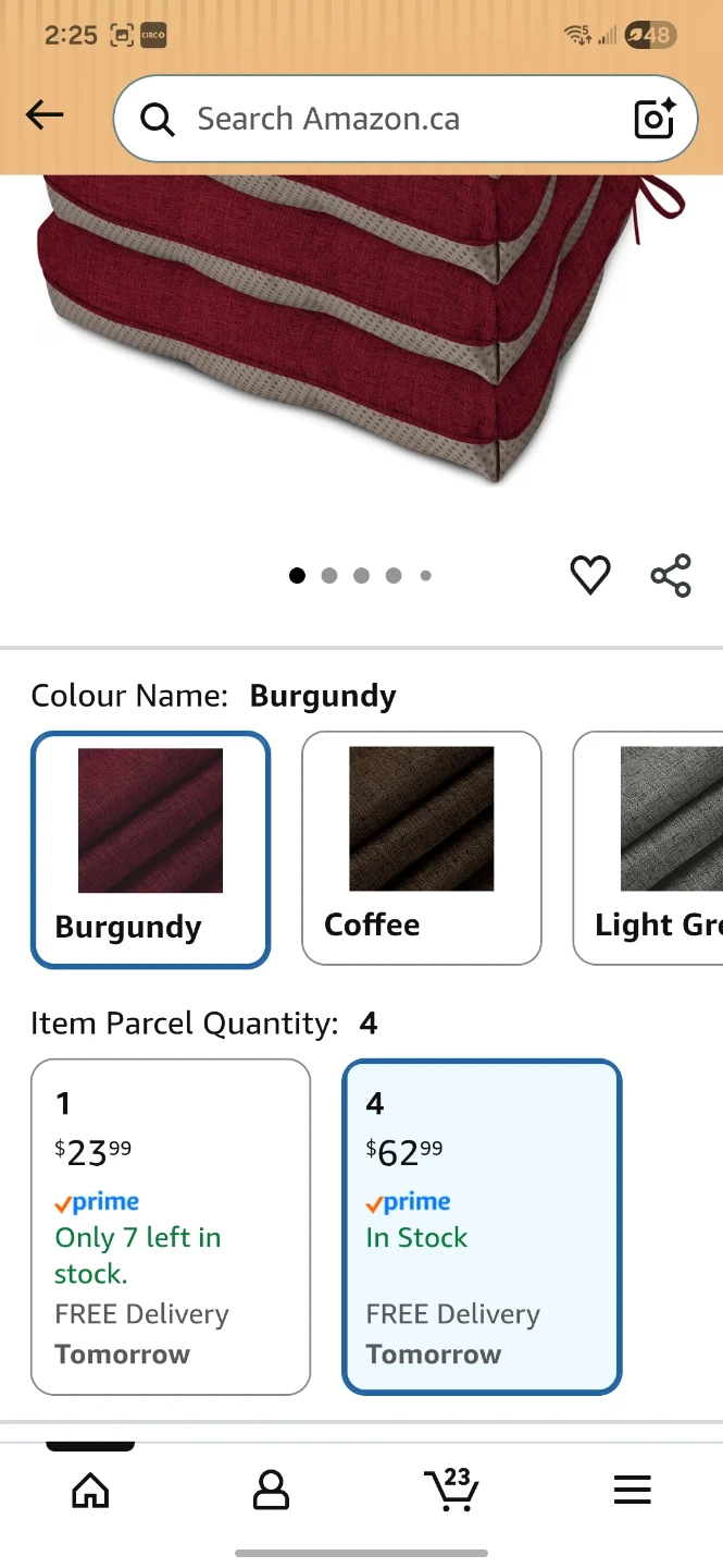 FlyGulls Set of 4 Tufted Dining Chair Cushions - Burgundy - photo 2