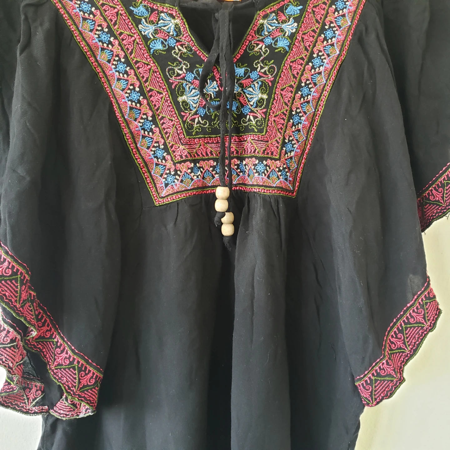 Black Embroidered Kaftan Top - photo 3