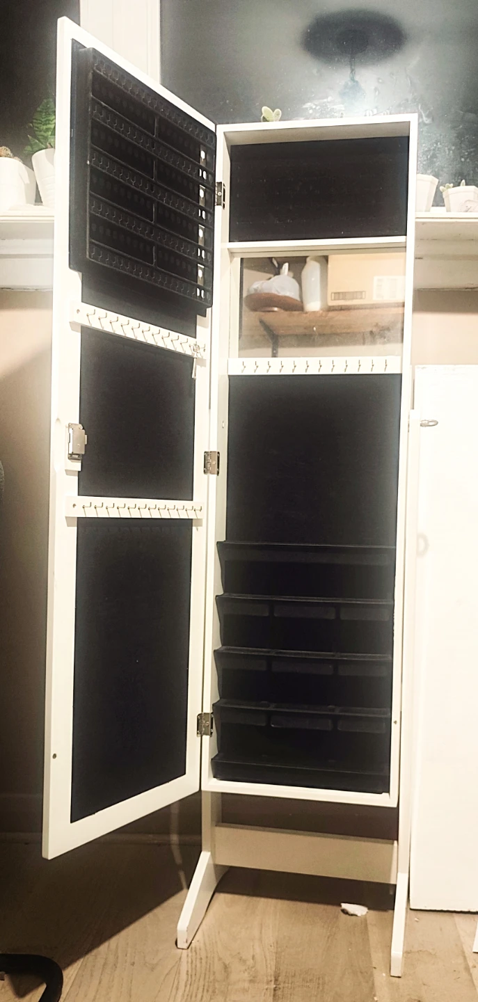 White Full-Length Jewellery Cabinet with Mirror and key - photo 2
