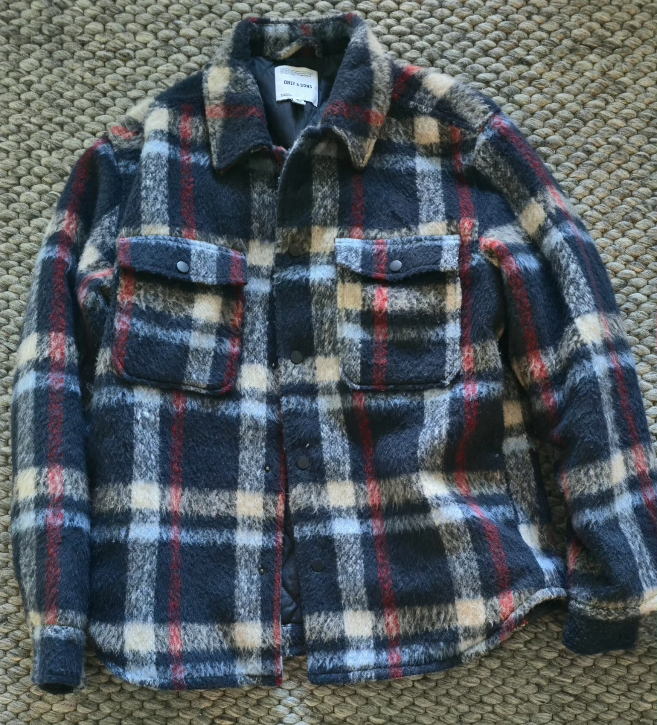 ONLY & SONS Plaid Flannel Lined Shirt Jacket