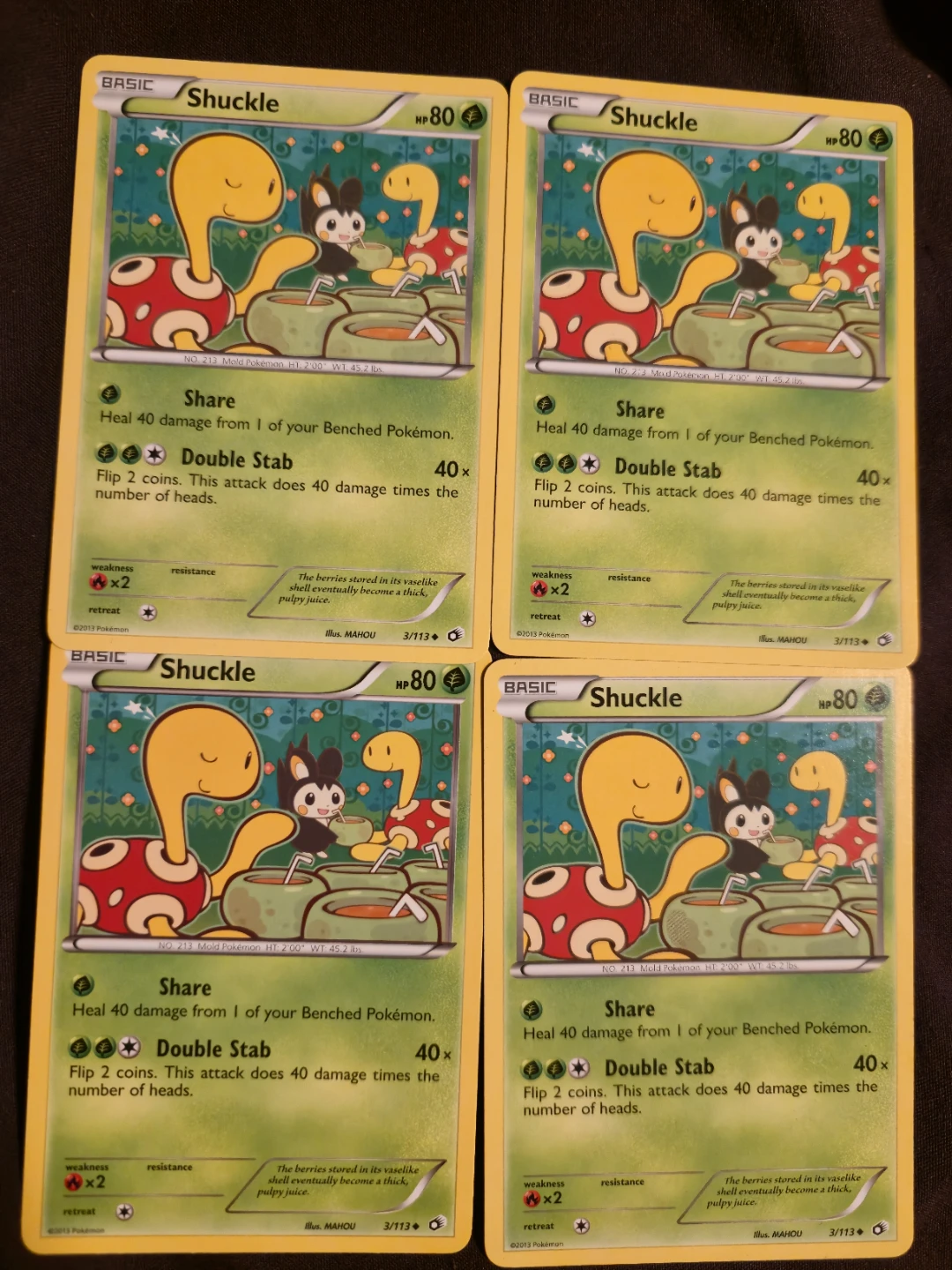 4x Shuckle Pokemon Card
