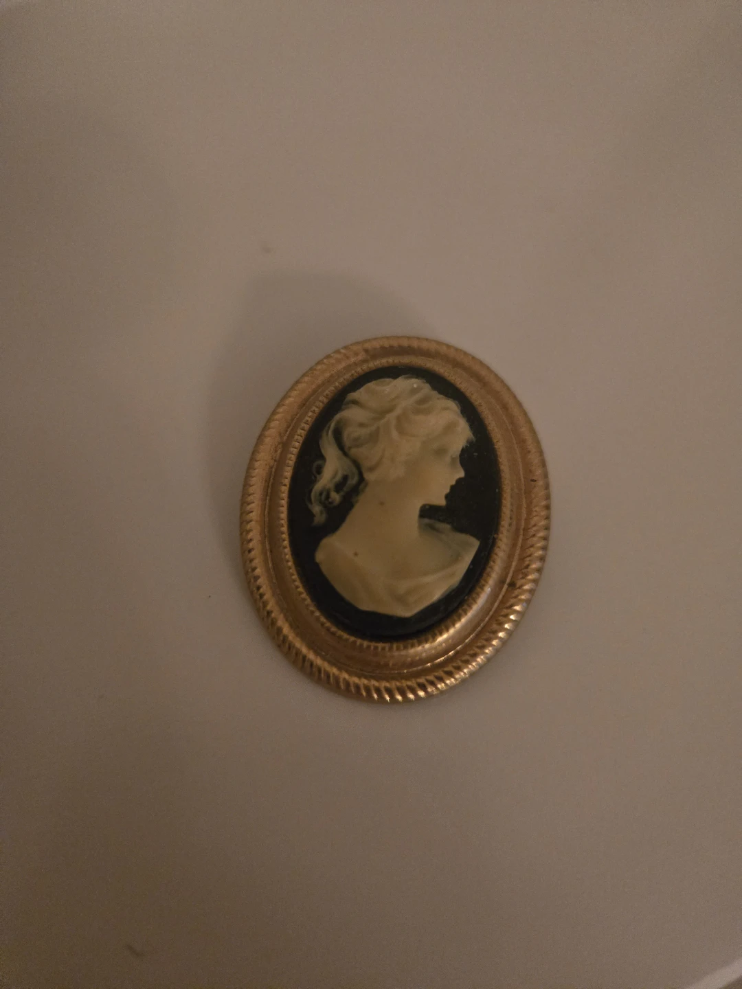 Oval Cameo Brooch with Gold-Tone Frame