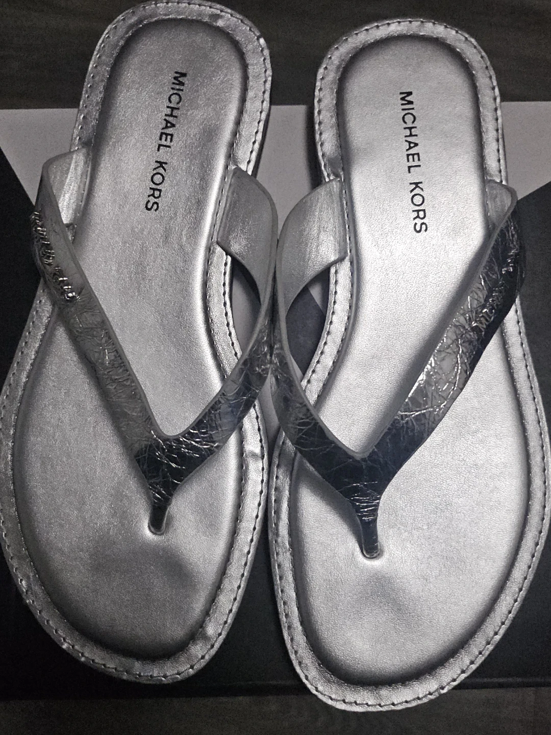 Michael Kors Silver Thong Sandals Size 7M