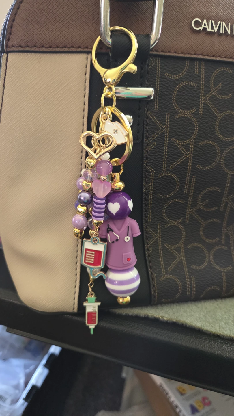 Nurse Themed Beaded Keychain Charm - photo 3