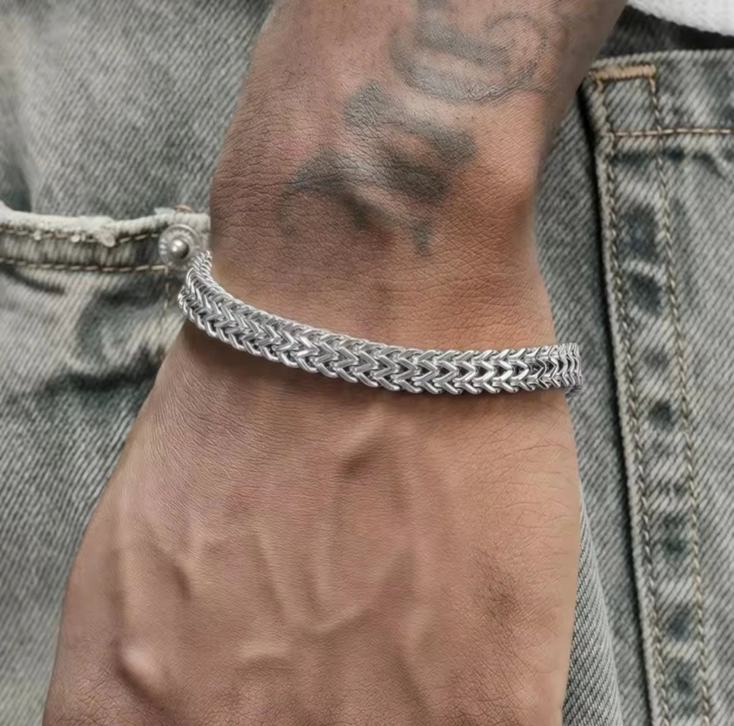 Men's Silver Chain Bracelet - photo 2