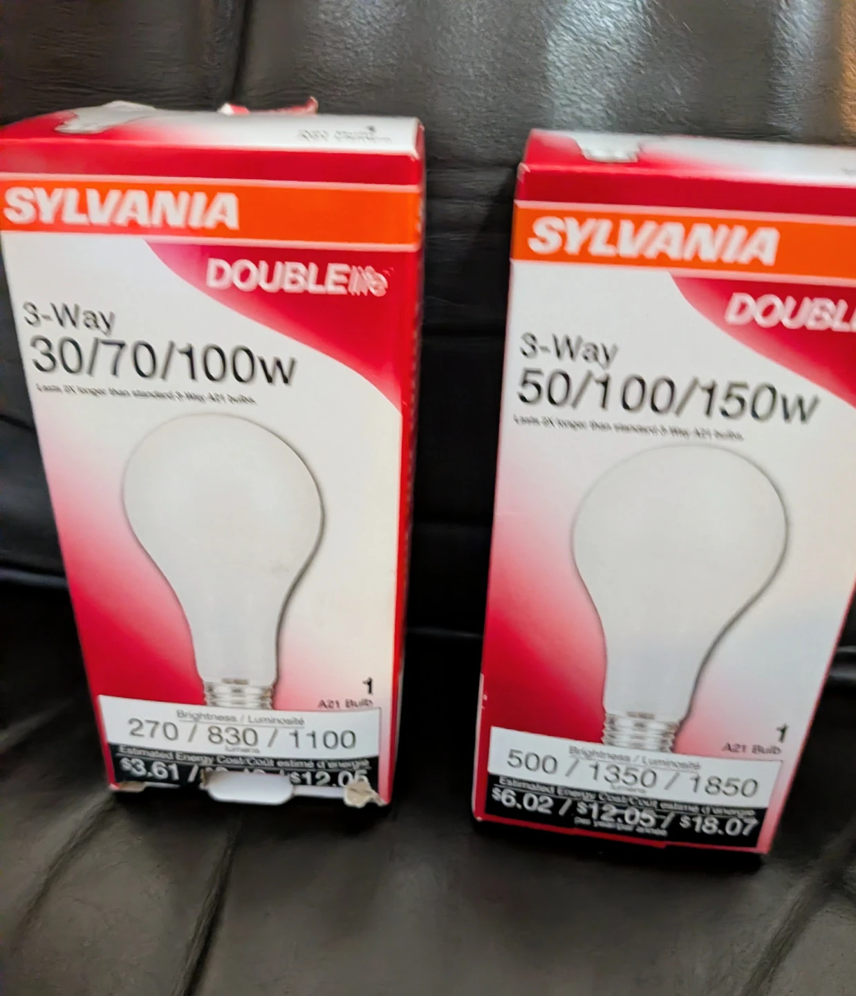 SYLVANIA   DOUBLE  Lite  3-Way Light Bulbs.