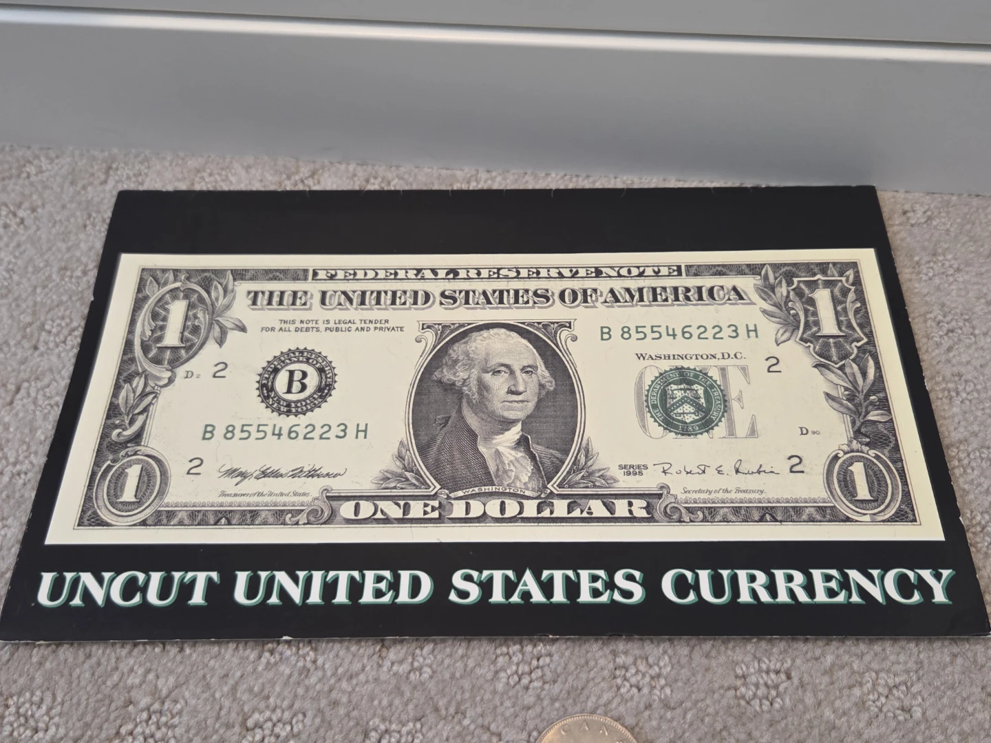 Uncut Sheet of 4 United States One Dollar Bills