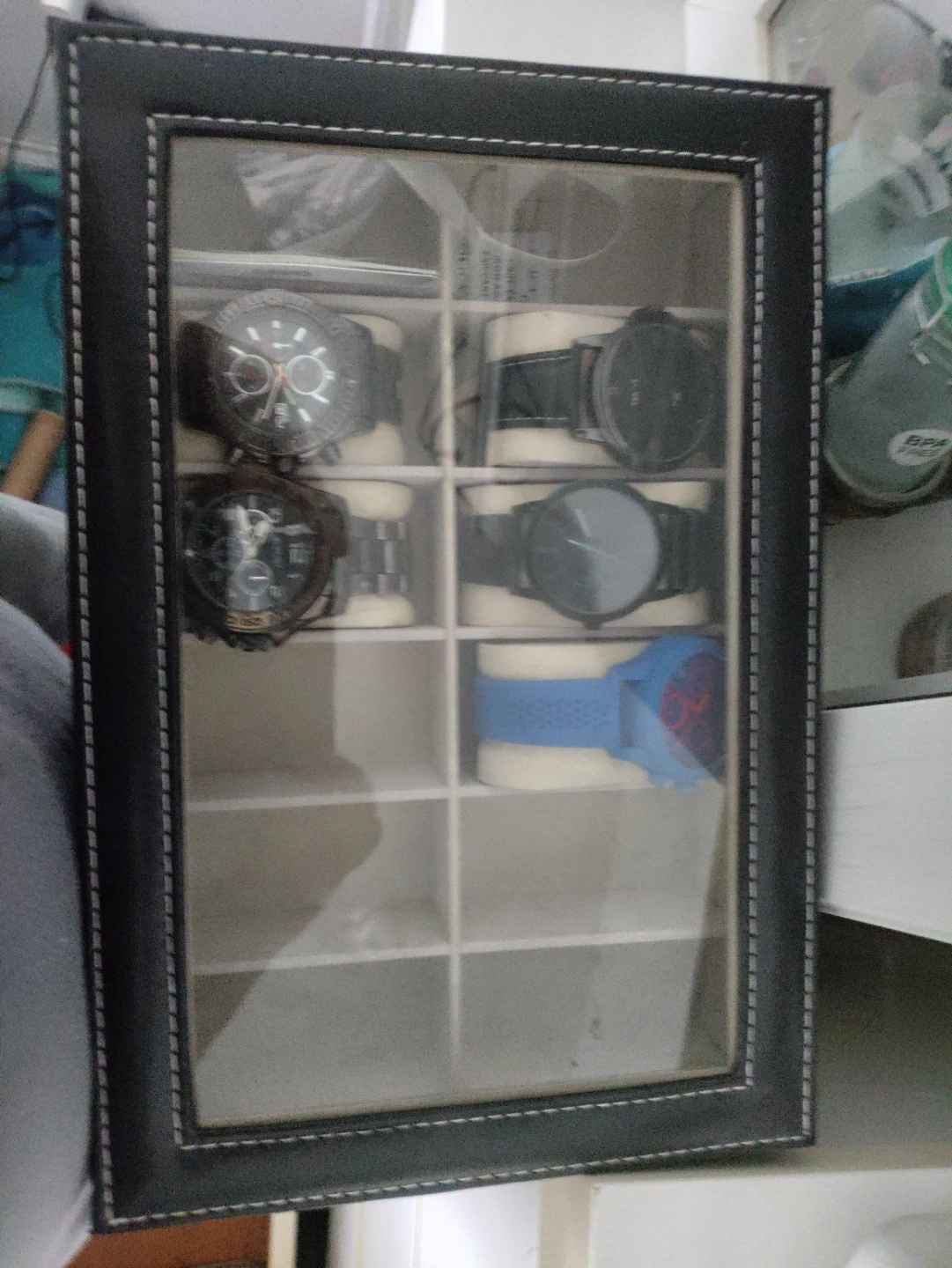 Watch Display Case with Glass Lid