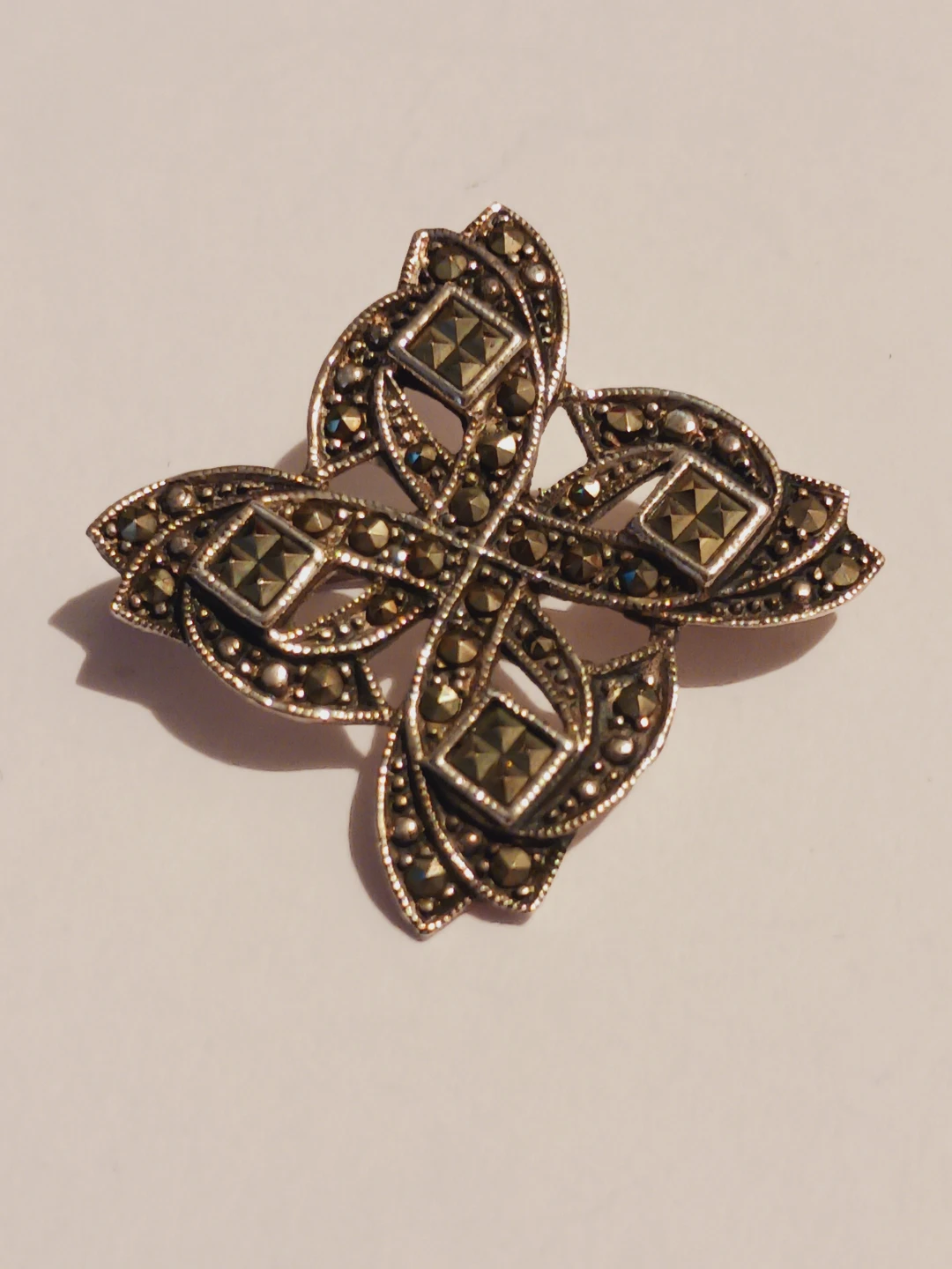 Sterling Silver 925 Gorgeous Vintage Marcasite Brooch - photo 3