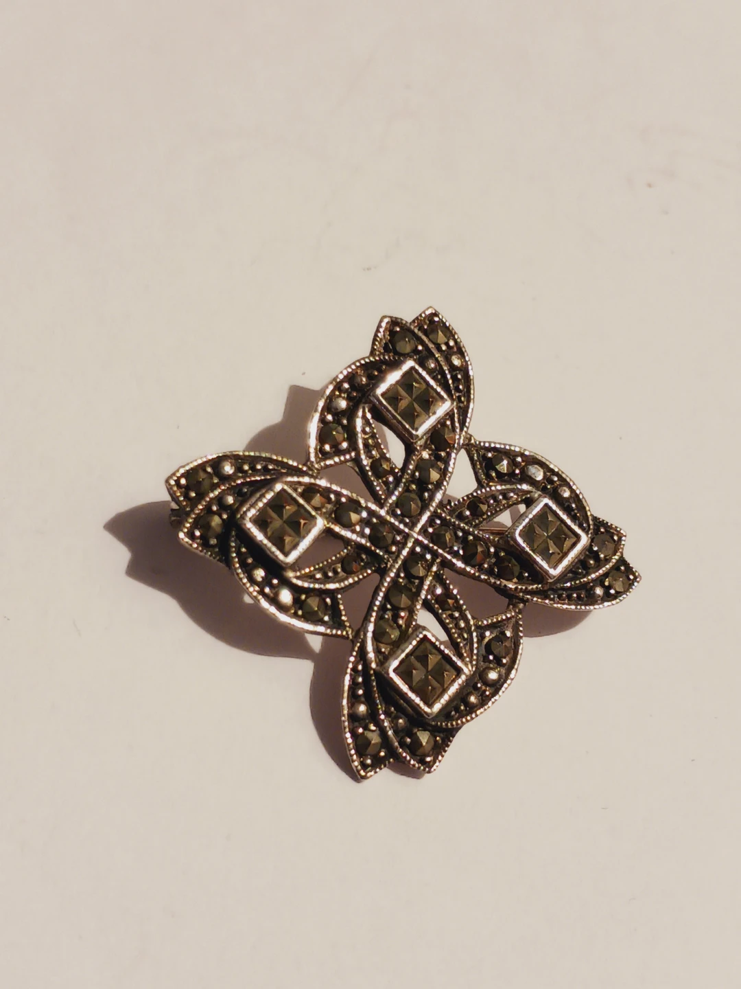 Sterling Silver 925 Gorgeous Vintage Marcasite Brooch - photo 4