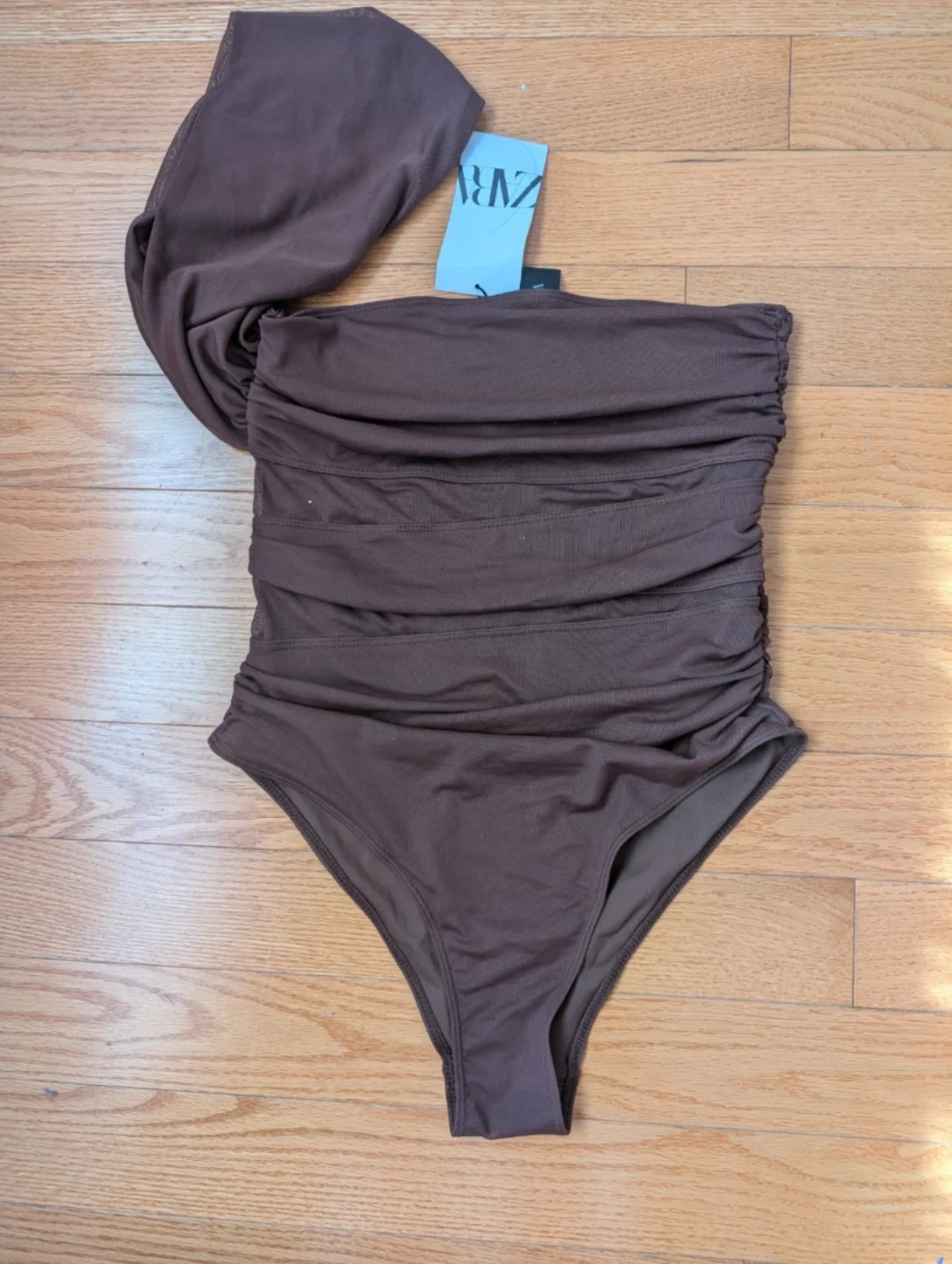 Brand New ZARA Brown Ruched Bodysuit - Size M