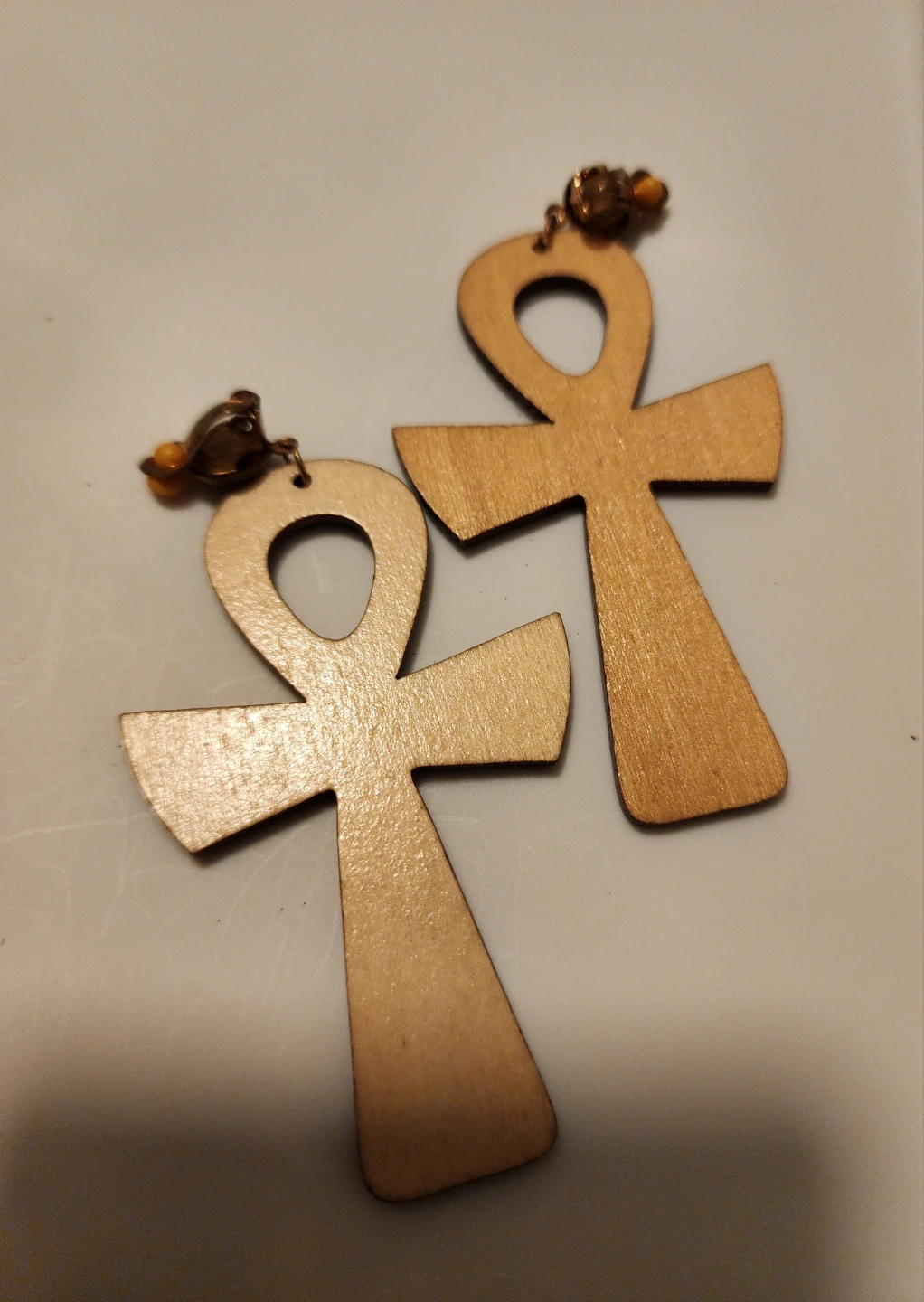 Wooden Ankh Clip-On Earrings - photo 4