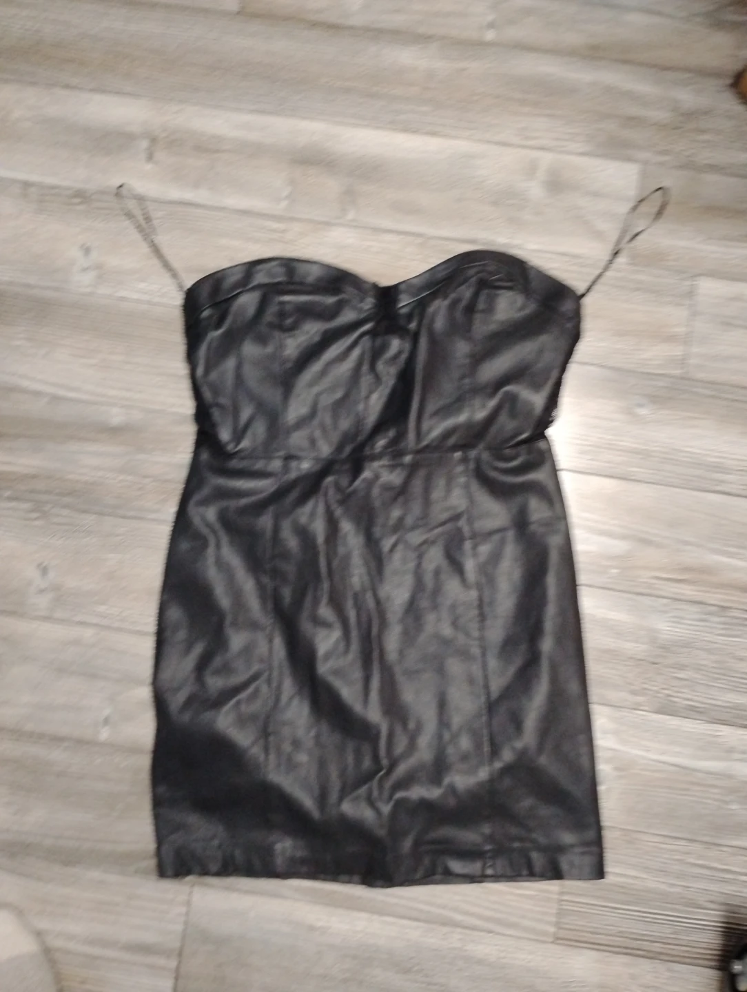 DYNAMITE Black Faux Leather Strapless Dress